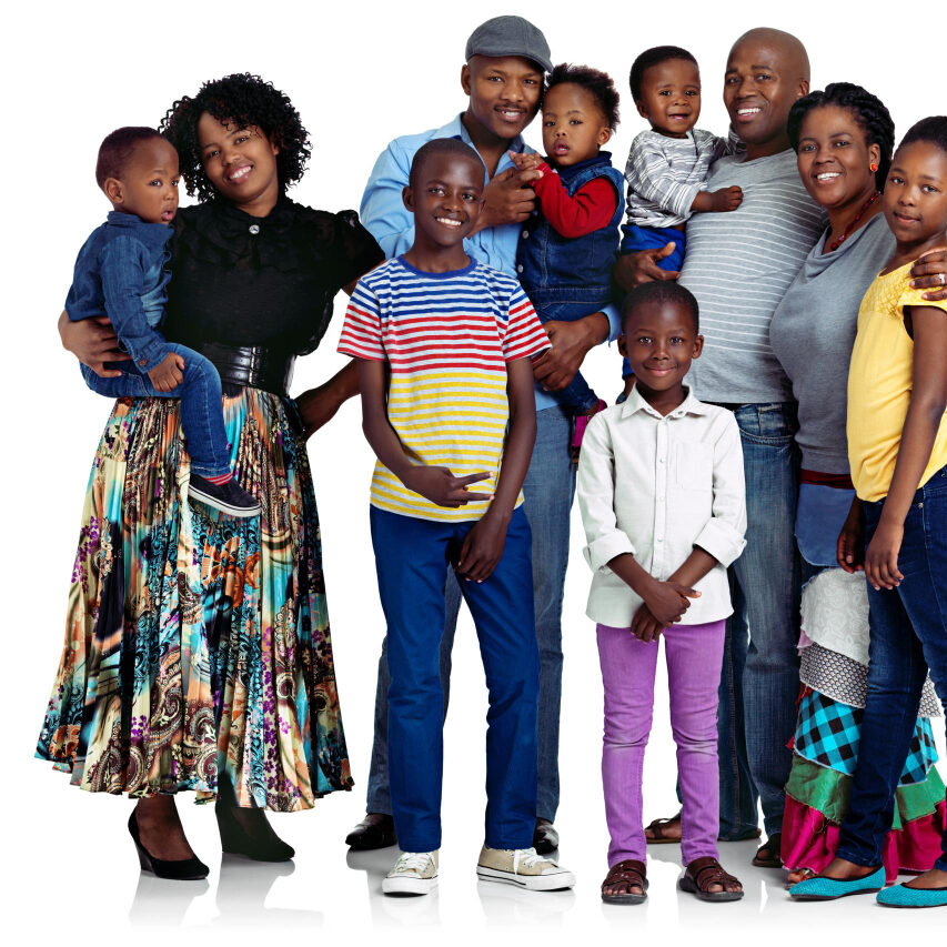 culture-portrait-african-family-generations-studio-with-fashion-bonding-love-happiness-smile-hugging-black-children-with-parents-pride-heritage-by-white. This is the typical make up of a family in Mpumalanga