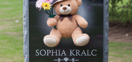 Image shows an ai generated image of a child's headstone